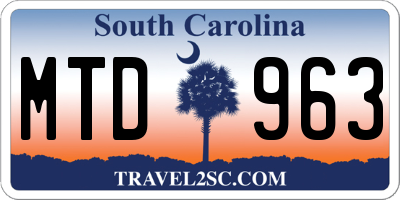 SC license plate MTD963