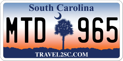 SC license plate MTD965
