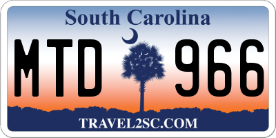 SC license plate MTD966