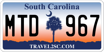 SC license plate MTD967