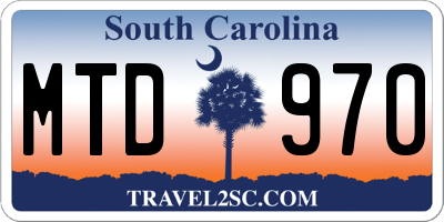 SC license plate MTD970