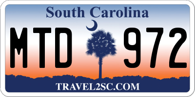 SC license plate MTD972