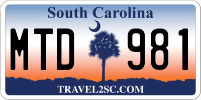 SC license plate MTD981