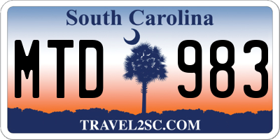 SC license plate MTD983