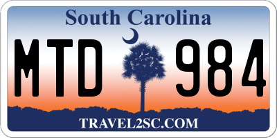 SC license plate MTD984