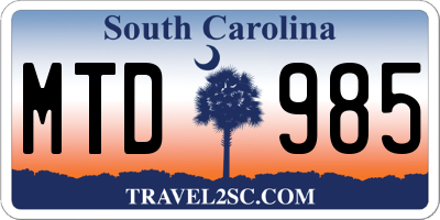 SC license plate MTD985