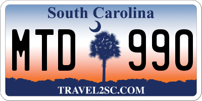 SC license plate MTD990
