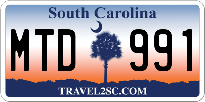 SC license plate MTD991
