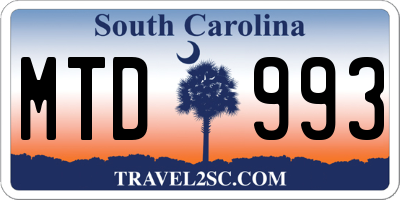 SC license plate MTD993