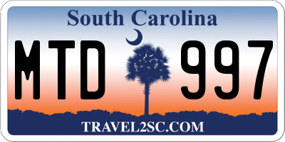 SC license plate MTD997
