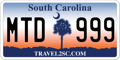 SC license plate MTD999