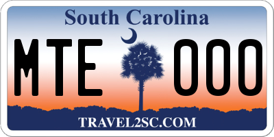 SC license plate MTE000