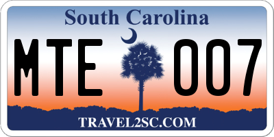 SC license plate MTE007