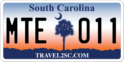 SC license plate MTE011