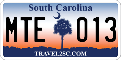 SC license plate MTE013