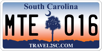 SC license plate MTE016