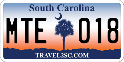 SC license plate MTE018