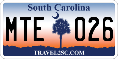 SC license plate MTE026