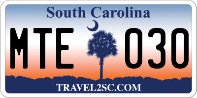 SC license plate MTE030