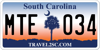SC license plate MTE034