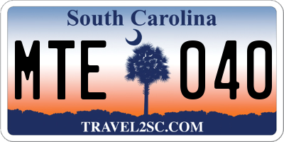 SC license plate MTE040