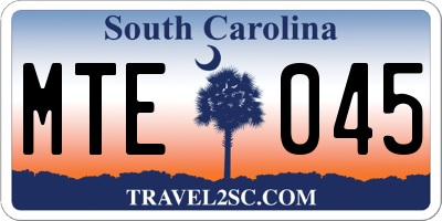 SC license plate MTE045