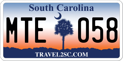 SC license plate MTE058