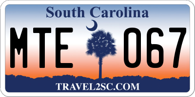 SC license plate MTE067