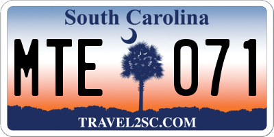 SC license plate MTE071