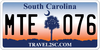 SC license plate MTE076
