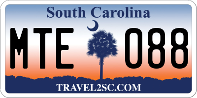 SC license plate MTE088