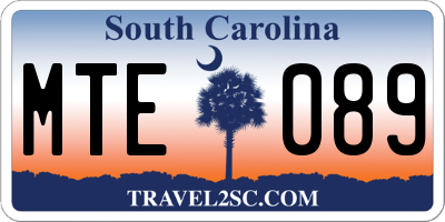 SC license plate MTE089