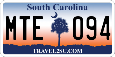 SC license plate MTE094