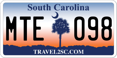 SC license plate MTE098
