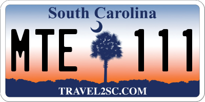 SC license plate MTE111