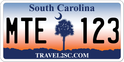 SC license plate MTE123