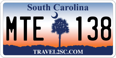 SC license plate MTE138
