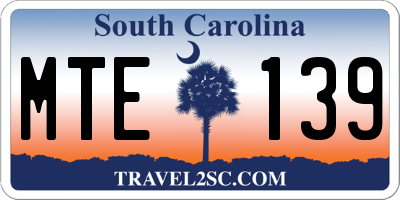 SC license plate MTE139