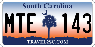 SC license plate MTE143