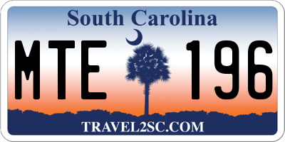SC license plate MTE196