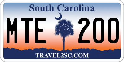 SC license plate MTE200