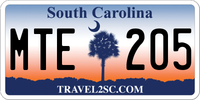 SC license plate MTE205