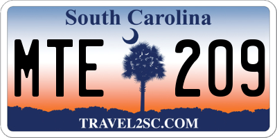 SC license plate MTE209