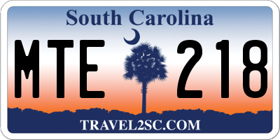 SC license plate MTE218