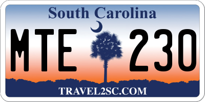 SC license plate MTE230