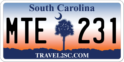 SC license plate MTE231