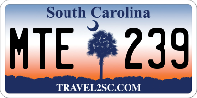 SC license plate MTE239