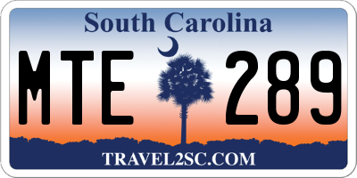 SC license plate MTE289