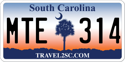 SC license plate MTE314