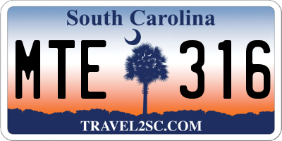 SC license plate MTE316